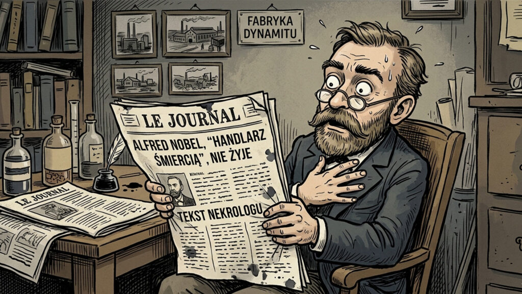 alfred nobel czyta własny nekrolog